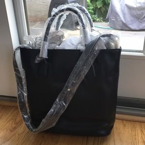 JCrew black leather tote